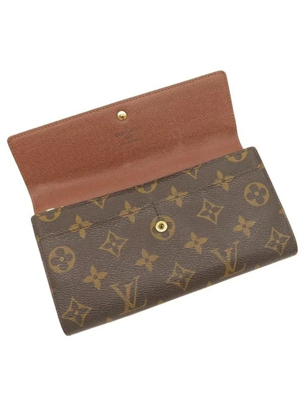 Louis Vuitton Wallet Portefeuille Sarah Monogram Canvas Gold Brown Bifold